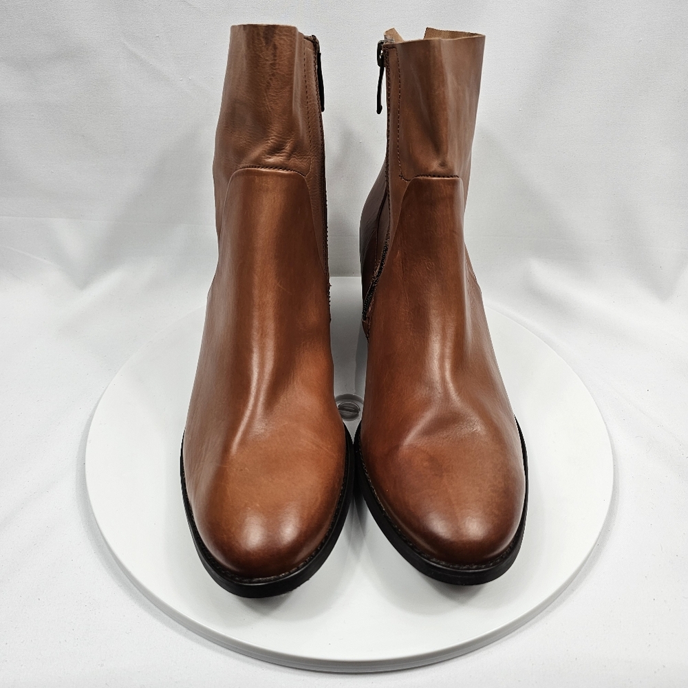 NWOT Paul Green Suzette Bootie Ankle Boot Heel Leather Zipper Brown Cognac 6.5 9 - Picture 3 of 16